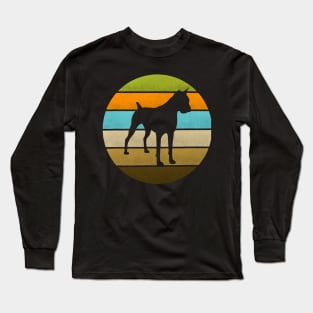 Boxer Dog Retro Vintage 70S Silhouette Long Sleeve T-Shirt